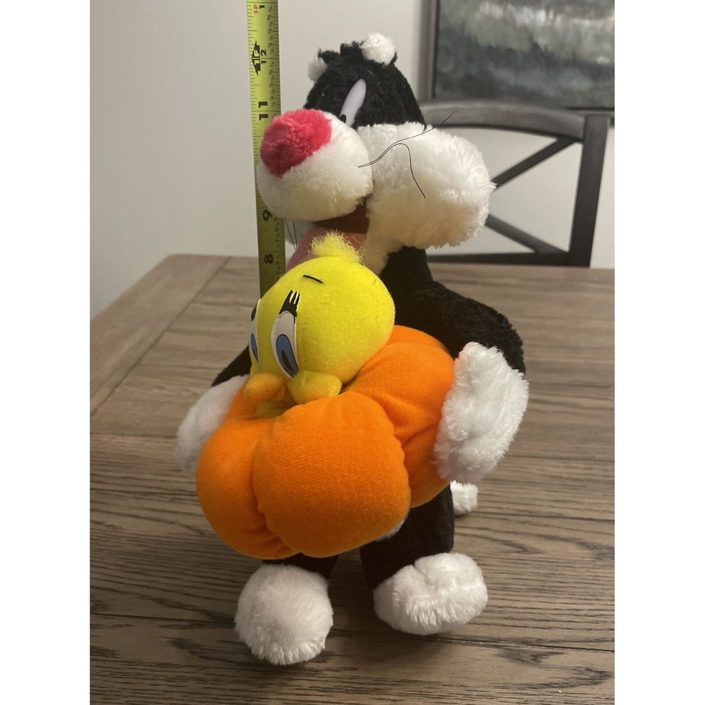 Vintage LOONEY TUNES pumpkin TWEETY Sylvester 1997 HALLOWEEN gift PLUSH - Picture 3 of 8